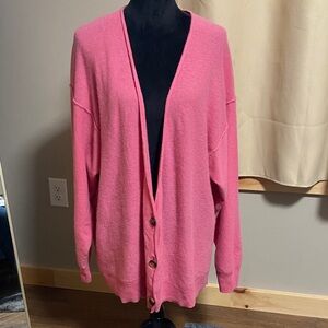 Free People School Boy Cashmere Cardi in Bubblegum